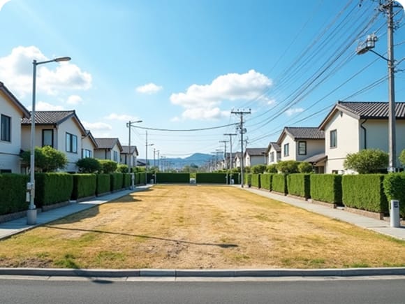 住宅街の前に広がる更地