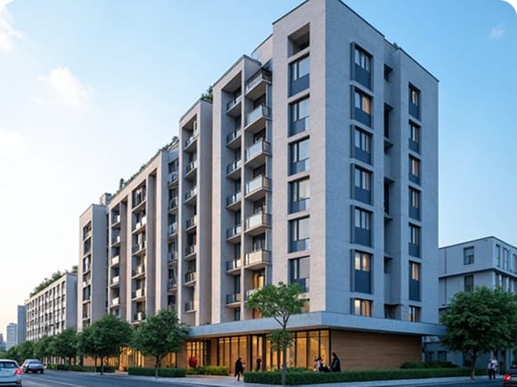 並ぶ集合住宅の外観